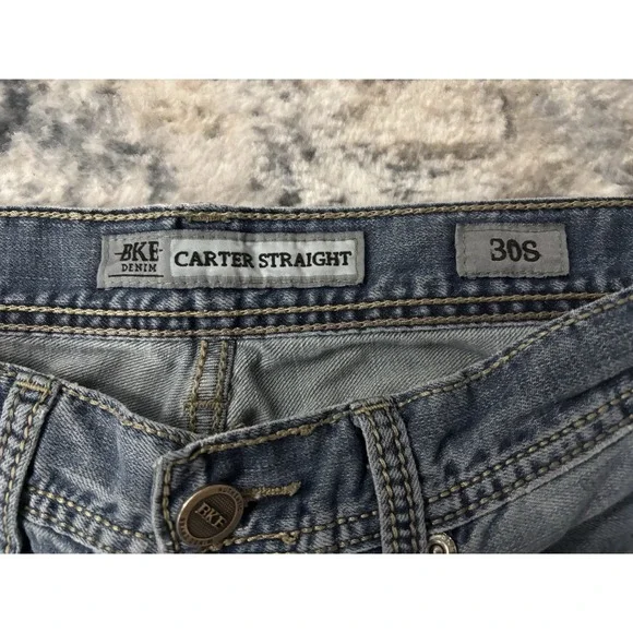 BKE Carter‎ Straight Size 30S Mens Distressed Denim Blue Jeans 31" Inseam Buckle - Picture 14 of 16